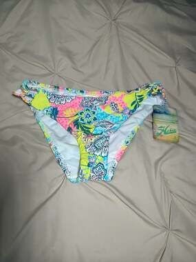 Hobie Women's Floral Tropical Print Strappy Side Bikini Bottoms Size Medium